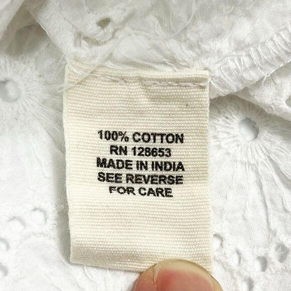 Artelier Nicole Miller White Eyelet Lace Roll Tab Sleeve Button Top Women’s 2X - Picture 7 of 8